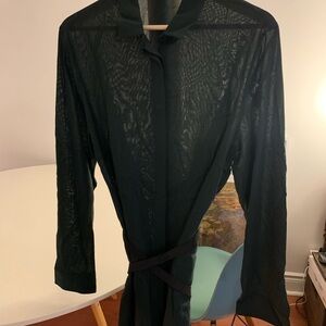 AKRIS punto dark green shirt dress
